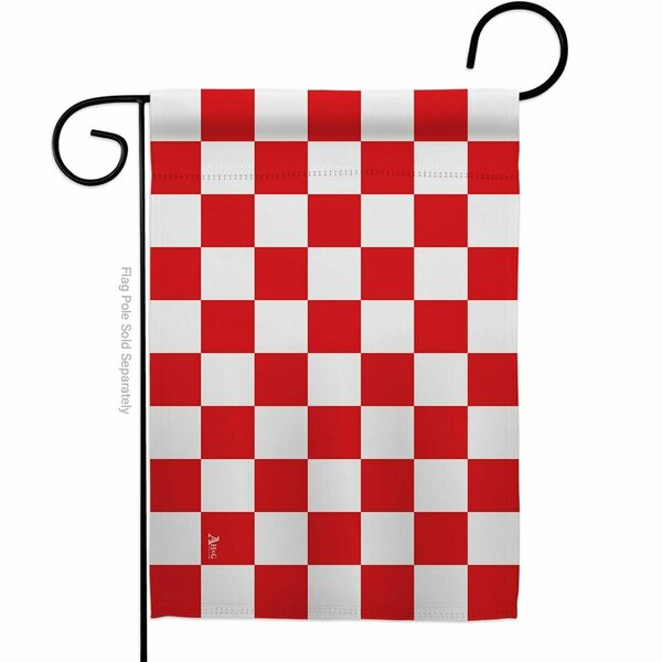 Guarderia Red Checker Novelty Merchant 13 x 18.5 in. Double-Sided Decorative Horizontal Garden Flags for GU4079948